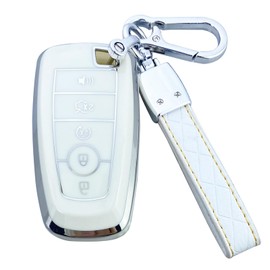 ShuDay Key Fob Cover Case Compatible with Ford F150 F250 F350 F450 F550 Explorer Mustang Fusion Escape Edge Lincoln Accessories (White)