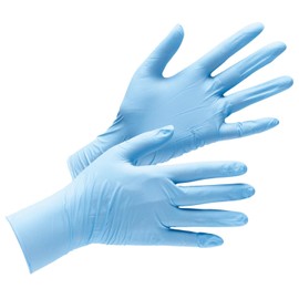 Midori Anzen Nitrile Work Gloves Accelerator-Free, Flexible, High Strength, Non-Slip, Verte 728 Thin, Powder-Free, Blue, 100 Count, Small