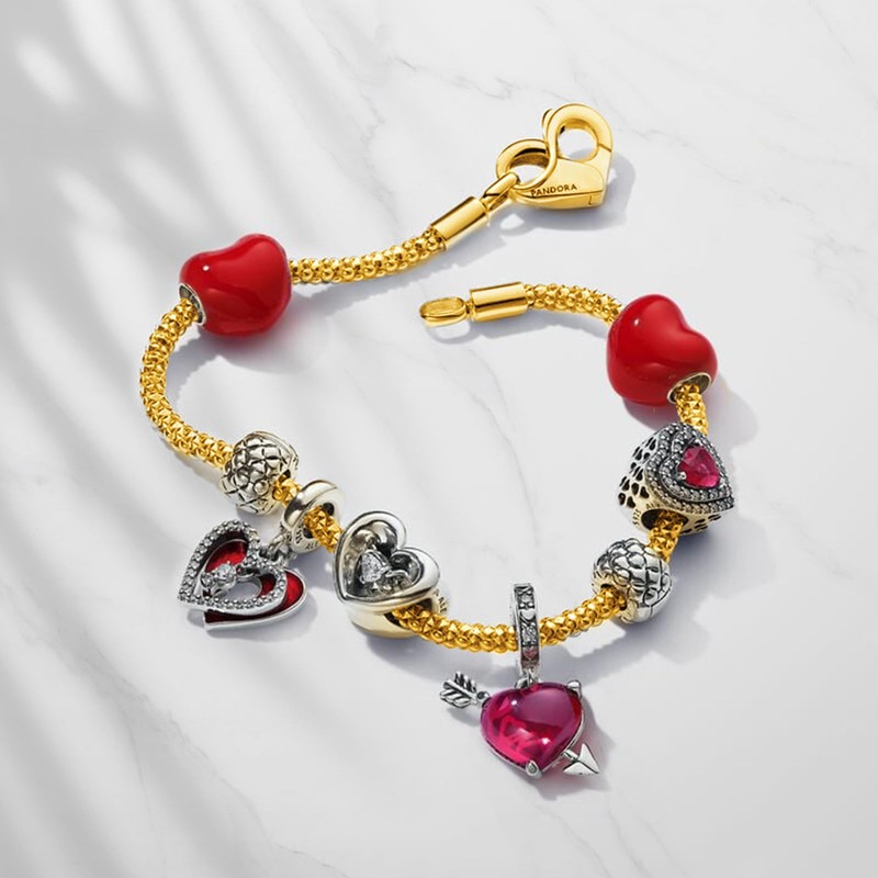 APUUESN Sterling Silver Charms Bracelet with Logo Engraving, Bracelets Moments