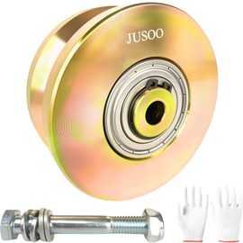 JUSOO 4-inch Diameter x 1.8-Inch Wide V Groove Sliding Gate Wheels, Sliding Gate Rollers, Heavy Duty V Track Steel Gate Wheels,3000 lbs Max.Load, with Double Bearing