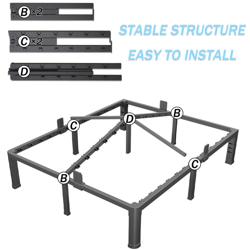 FUIOBYVV 10 Inch King Bed Frame with Rounded Corner and