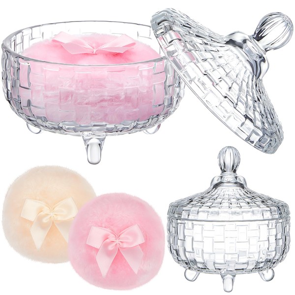 Tioncy 3 Pcs Large Body Powder Puff and Container Powder