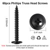 #8 x 2" Black Phillips Modified Truss Head Wood Screws