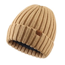 Magracy Men's Beanie Hat Winter Thermal Hat for Men Women Classic Knit Hat Cuffed Skull Caps Khaki