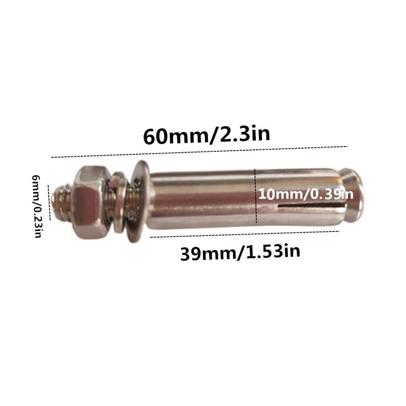 Stainless Steel Expansion Bolts M6x60mm External Hex Expansion Bolt (5