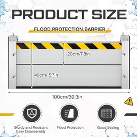 Nuanchu Reusable Aluminum Flood Protection Barrier 15.7 x 39.3 Inches Heavy Duty Flood Barriers for Doors Removable Blocker Detachable Garage Water for Garage Basement Outside Subways Roads Diversions