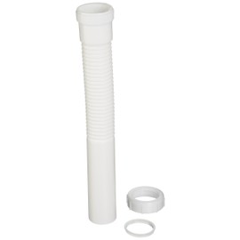 Danco 51069 Universal Flexible Tailpiece Extension, 1-1/2 in, Slip Joint, Plastic, 11-1/2 in L, 1-1/2" x 11-1/2", White
