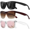 MEETSUN Polarized Sunglasses for Men Women UV Protection Classic Driving Sun Glasses (3Pack Black Gray+Clear Frame Pink Mirror+Gradient Brown Frame)