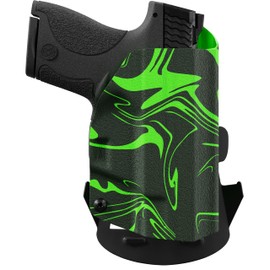 We The People Holsters - Green Ink Swirl - Right Hand - OWB Holster Compatible with Smith & Wesson M&P Shield / M2.0 w/Integrated Crimson Trace Laser/Plus 9mm/.40/30 Super Carry