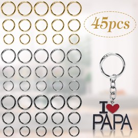 EKOCEV Round Carabiner Pack of 45 15/20/25 mm Round Carabiner Hook, Zinc Alloy Round Carabiner Ring for DIY Crafts Key Rings and Bags (Gold, Silver, Black)