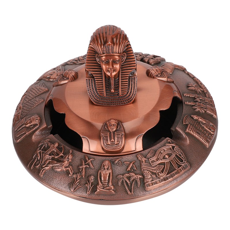 Metal Ashtray with Cover Retro Zinc Alloy Crafts Innovative Ornaments