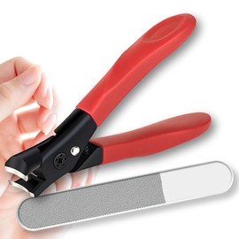 LuSarios ニッパー爪切り 爪やすり(ガラスネイルシャイナー)付き 巻き爪 硬い爪 爪磨き つめやすり (レッド)