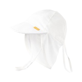 FURTALK Cotton Baby Toddler Sun Hat UPF 50 UV Protection Kids Unisex Girls & Boys Summer Cap with Adjustable Chin Strap Neck Flap White