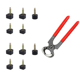 Tutuxio 20 Pairs Women's High Heel Shoes Tips Pin Replacement with 6" Heel Pliers, 2 Different Pins Diameter Each of 5 Different Sizes Round and Square Heel Repair Caps for Repairing Shoes