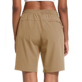 MAGCOMSEN Womens Quick Dry Lightweight Hiking Shorts with Pockets Athletic Golf Running Shorts Outdoor Active Khaki, S