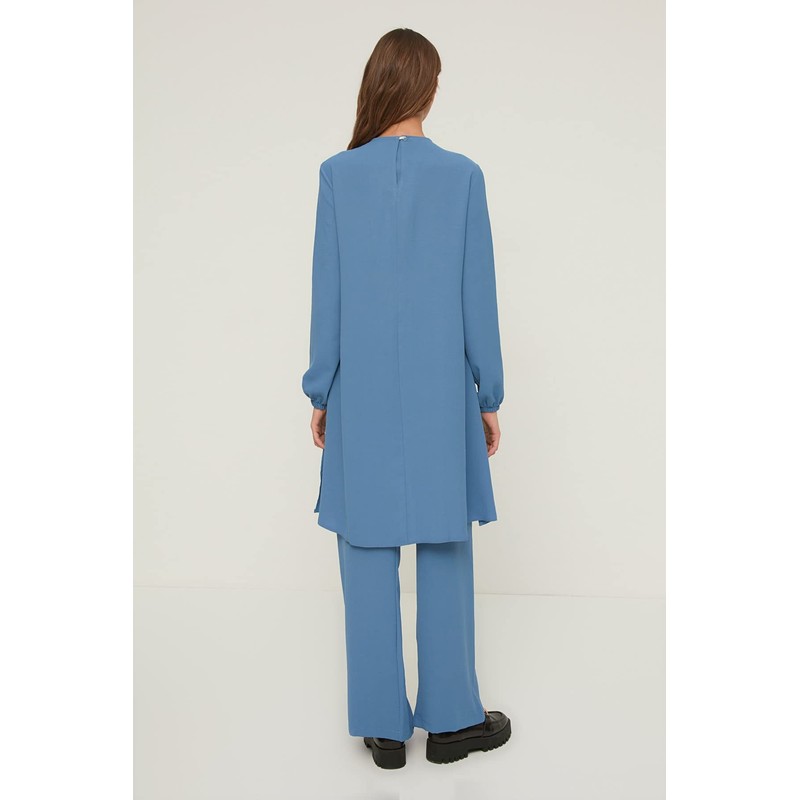 Trendyol Women Plain Elastic Waist Detailed Woven Tunic Modest Top-Bottom