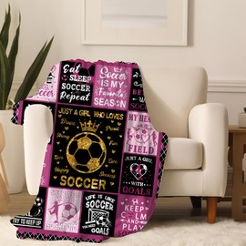 DikiTeenz Soccer Blanket Gifts for Girls,Football Blanket Gifts for Sport Fans Kids Adults,Flannel Soccer Stuff Soccer Throw Blanket for Soccer Lovers Players Team Soccer Gifts 50"x40"