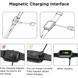 Compatible with AMZSA P45 Smartwatch 1.8 inch Charger, 2 Pin Magnetic USB Replacement Charging Compatible with KIQULOV/Aooden/AKUMAKA/AMZSA P45 Smartwatch 1.8" (Black+Black)