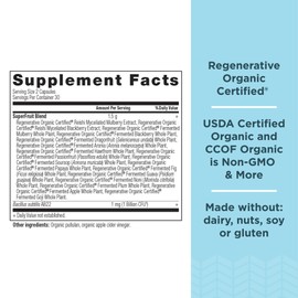Ancient Nutrition Regenerative Organic Certified SuperFruits Capsules, Supports Gut and Immune System Health, Made with Probiotics, Dragonfruit, Mulberry, and Goji, 60 Count