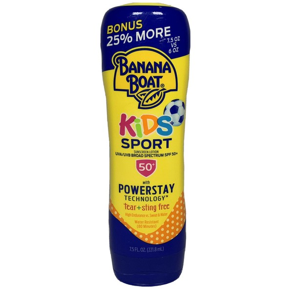 Banana Boat Kids Sport Tear-Free, Sting-Free Broad Spectrum Sunscreen Lotion, SPF 50+ - 7.5 Ounce