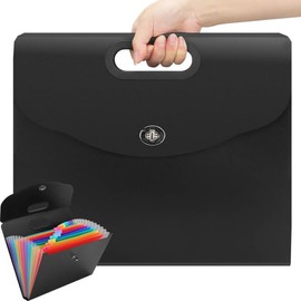 Uquelic Accordion Folder with Handle, Expanding File Folder 13-Pockets, Letter Size Portable Accordion File Organizer with Twist Lock, Holds A4 Documents for Office, Home, School, Travel