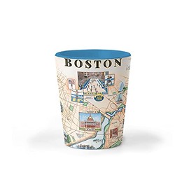 Xplorer Maps Boston City Map Ceramic Shot Glass, BPA-Free - For Office, Home, Gift, Party - Durable and holds 1.5 oz Liquid