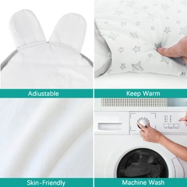 Biloban Baby Swaddles 0-3 Months for Boy Girls, Warm Quilted Baby Swaddle, Newborn Swaddle, Adjustable Swaddle Blanket, Lovely White Stars, 1 Pack