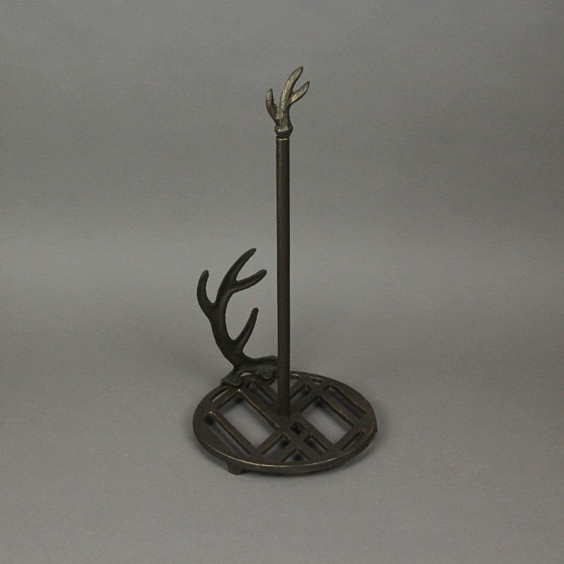 Rustic Brown Cast Iron Deer Antler Countertop Paper Towel Holder