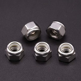 #10-24 inch Nylon Insert Hex Lock Nuts (50 Pack), 304 Stainless Steel (18-8), Hex Lock Nuts with Nylon Ring, Corrosion-Resistant, for Automotive, Machinery DIY Projects