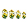 ACK 4PCs 3D Sunflower Hand Painted Ceramic Canister with Lid,