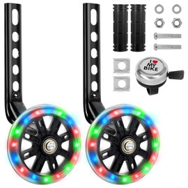 Foreverup Bicycle Training Wheels for Kids Bike, Bike Stabilizers Support Wheel Mute Flash Wheels with Adjustable Bicycle Stabiliser Mounted Kit for Childs Bike, for 12 14 16 18 20 Inch Bikes