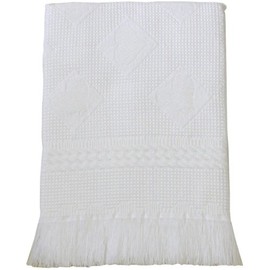 BabyPrem Baby Large Soft Acrylic Hearts Shawl Blanket 122 x 122cm WHITE