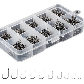 e-smile Fishing Hooks with Tube 500pcs Set with Case (M(3#~12#))