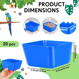 Maxdot 20 Pcs Cage Cups Chicken Feeder Waterer 16 oz Birds Feeders Hanging Bunny Cage Feeder Chicken Water Bowl for Pet Parrot Rooster Parakeet Gamefowl Poultry Pigeon Wire Cage (Blue)