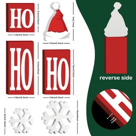 6 Pieces Christmas Ho Ho Ho Decoration Wood Table Centerpieces Sign Freestanding Christmas Wood Blocks Ornaments with Ho Decorative Word Block Signs Xmas Table Sign for Christmas Home (Snowflake)