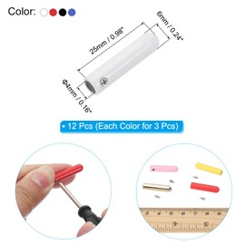 PATIKIL 12 Pcs Shoelace Tips with Screw, Alloy 25mm Aglets Shoes Lace Head and Cords End Tip Cap Replacement for DIY Clothes Strings, 4 Color (Red, Blue, White, Black)