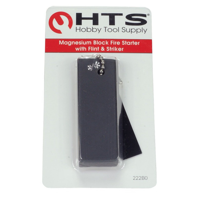 HTS 222B0 Magnesium Block Fire Starter with Flint & Striker