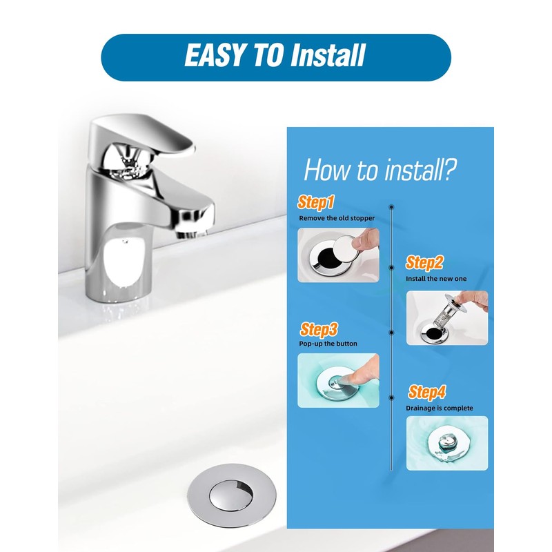 Bathroom Sink Drain Strainer,Pop-up Sink Drain Strainer for U.S. Standard