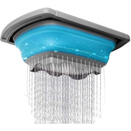 Alnicov Silicone Collapsible Colander,Colander Strainer Over The Sink Vegetable/Fruit Colanders Strainers with Extendable Handles for Pasta Vegetables Fruits Blue