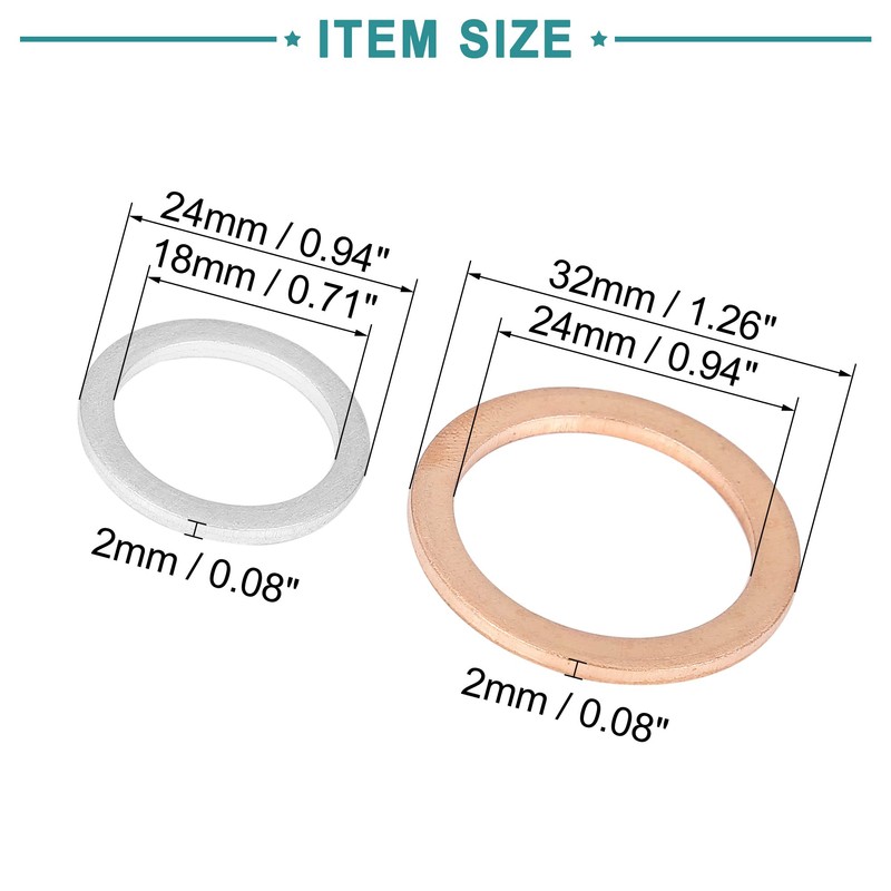 ACROPIX Oil Drain Plug Gaskets for Toyota Compatible Highlander 12pcs