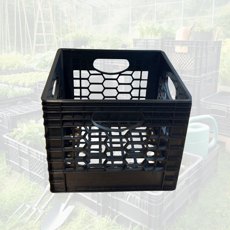 FLI Products Heavy-Duty Black Milk Crates for Storage, Organization &