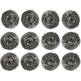 Wideskall Stainless Steel Kitchen Cleanging Sponges Scouring Pad Steel Wool Scrubbers (Pack of 12)