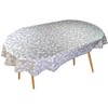 Karina Home Oval Wipe Clean Tablecloth Honesty Floral Leaves Grey