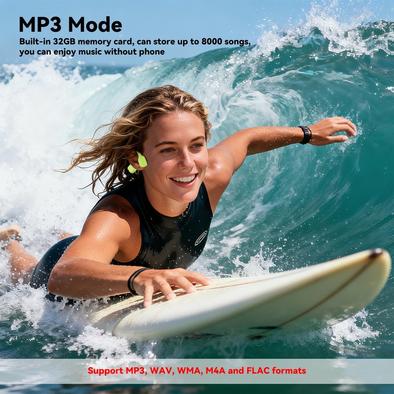 Opinta Swimming Headphones, IPX8 Waterproof Bone Conduction Headphone Wireless Underwater