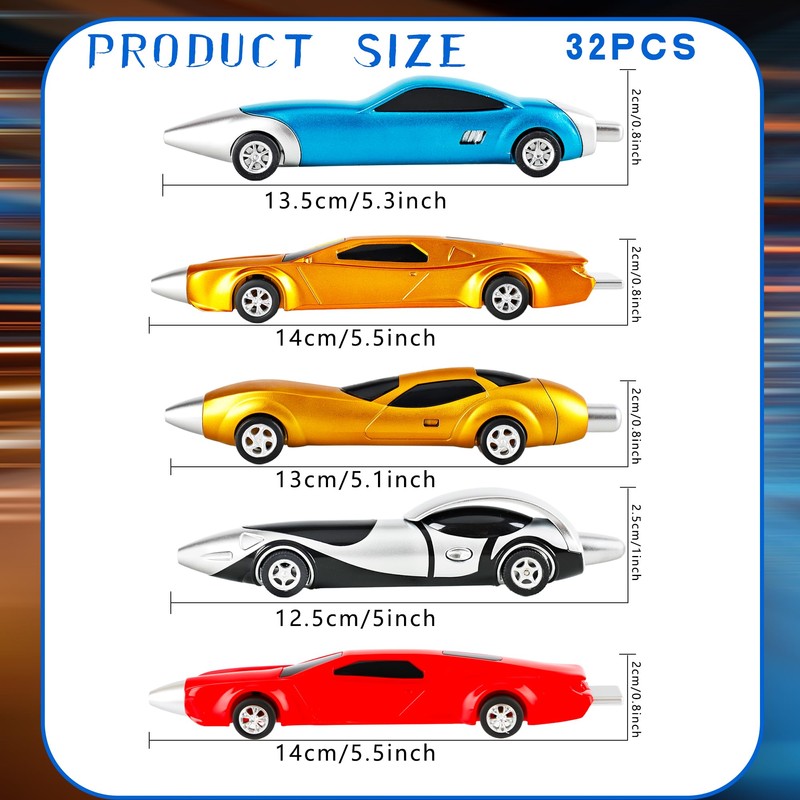 Spaluck 32 Pcs Car Pen Bulk Fun Pens Racing Pen