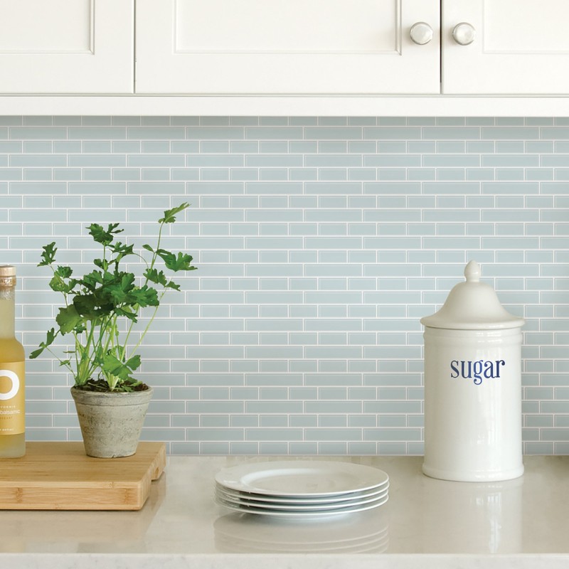 In Home NH2361 Sea Glass Peel & Stick Backsplash Tiles,