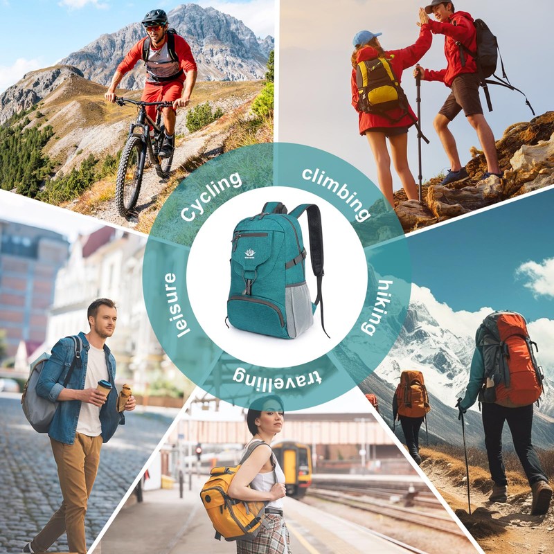 Minicoco Lightweight Hiking Backpack Foldable Backpack Ultra Light Unisex Daypack