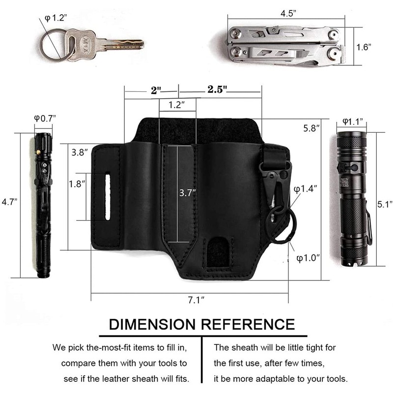 Multitool Leather EDC Pocket Organizer for Men, Leatherman Sheath With