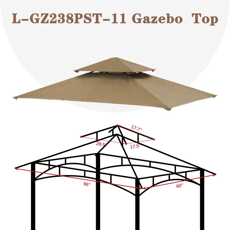 SCOCANOPY Upgraded Fabric Replacement Canopy Grill BBQ Gazebo Roof Top