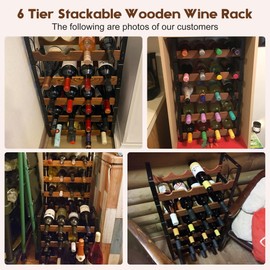 X-cosrack Freestanding Wine Rack Holds 24 Bottles, 6-Tier Floor Standing Wine Stackable Storage, Wine Display Rack with Solid Wood Modern Design for Home Bar & Dining Room
